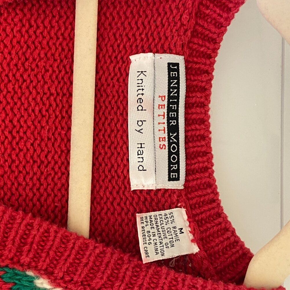 Vintage Jennifer Moore - Christmas V-Neck Vest Hand Knit - size M - Picture 4 of 10
